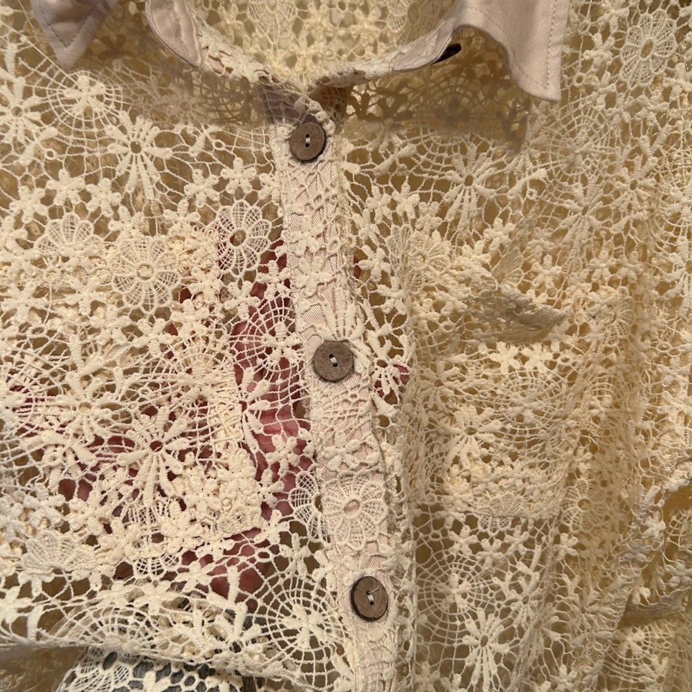 WHITE BIRCH WOMENS FLORAL BUTTON DOWN LONG SLEEVE TOP SIZE SMALL NATURAL NEW - Picture 11 of 12